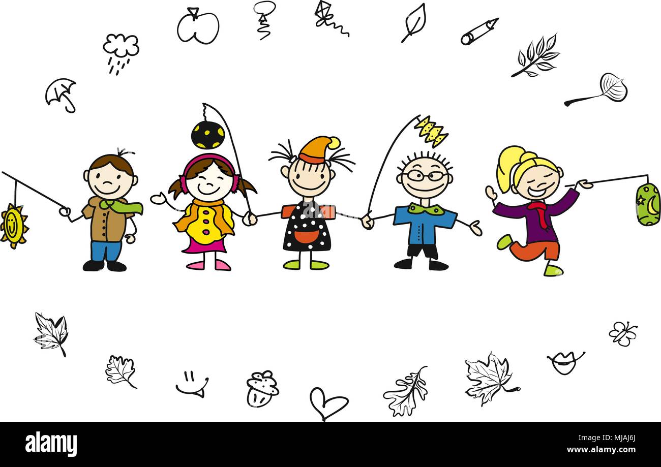  Kindergarten Kinder Laternenumzug mit kleinen Souveniers Bildidee 