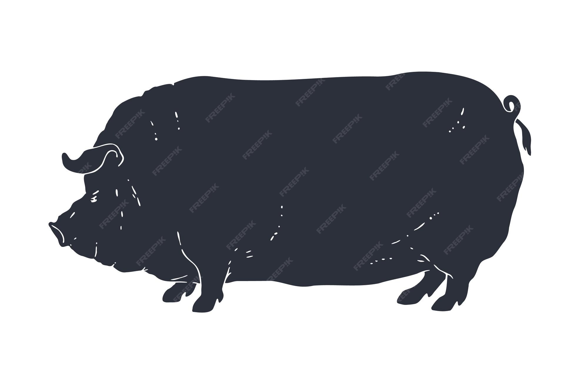  Schwein-Silhouette Vintage-Logo-Retro-Druckplakat 