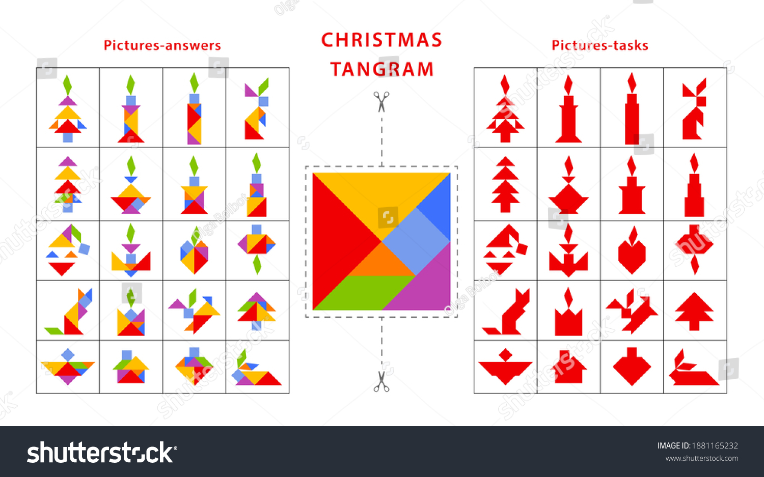  Set Vector Tangram Puzzles Geometric Puzzle Stock Vector (Royalty Free 