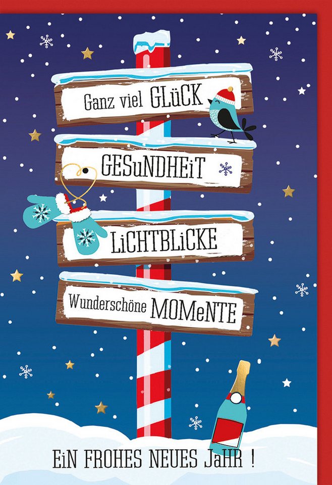  Verlag Dominique Grußkarten Neujahr - Karte mit Umschlag - ein frohes Bildidee 