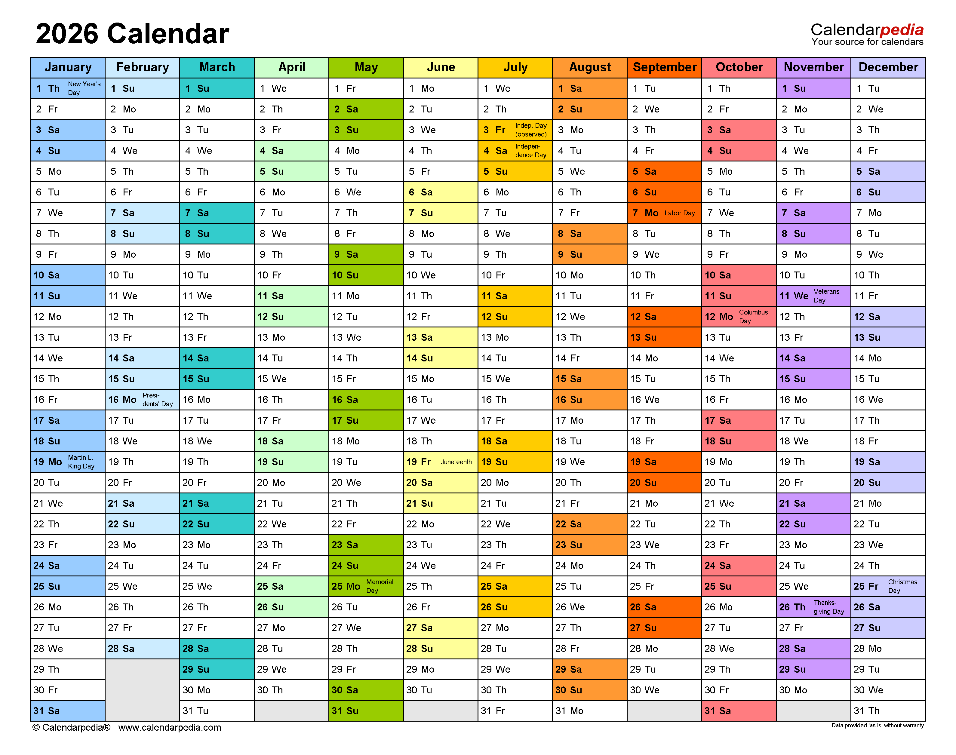  2026 Calendar - Free Printable Excel Templates 