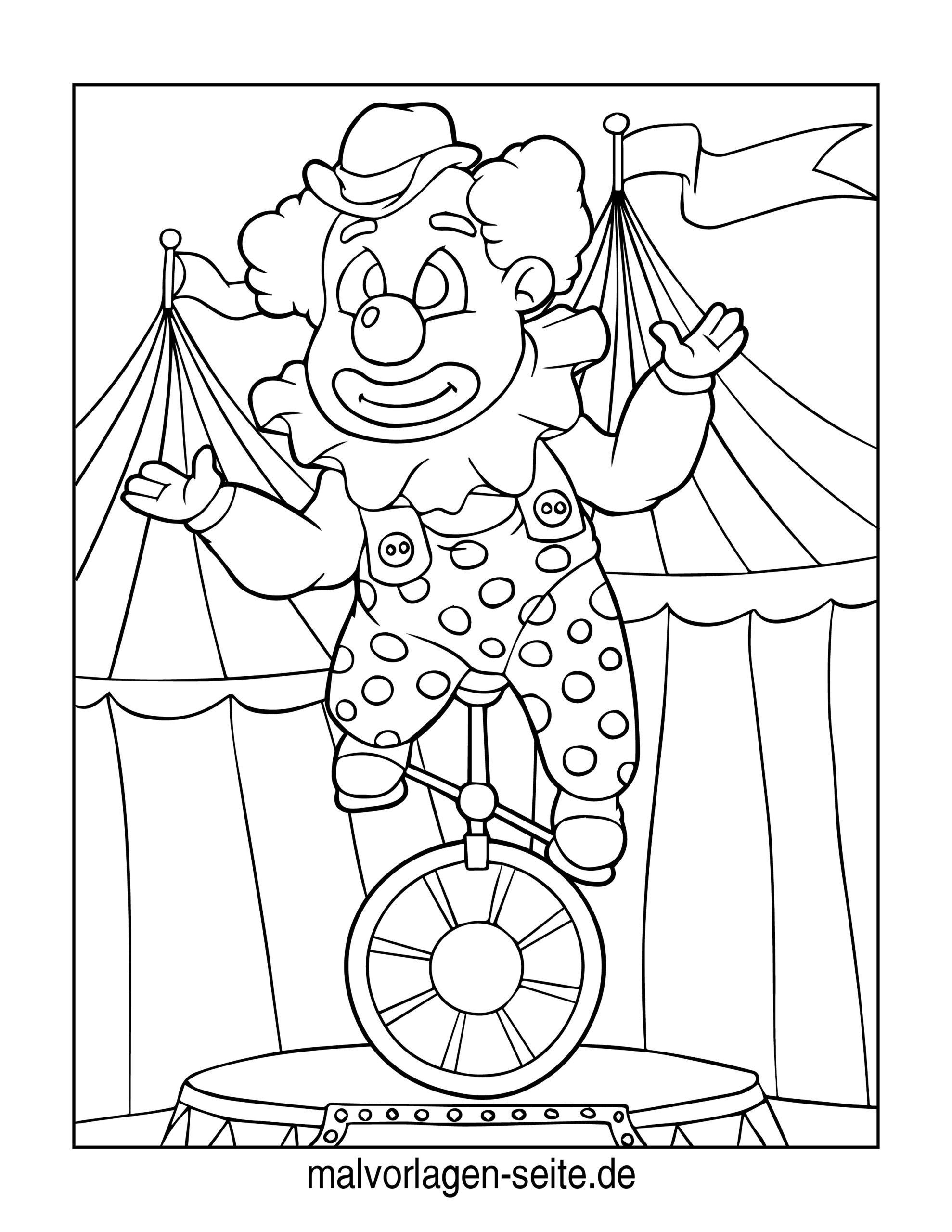  Malvorlage Clown - Ausmalbild kostenlos herunterladen Motiv 