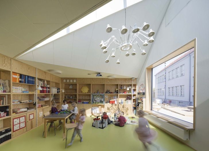  Timber kindergarten sports a zigzag roofline to mirror the Swedish dune Motiv 