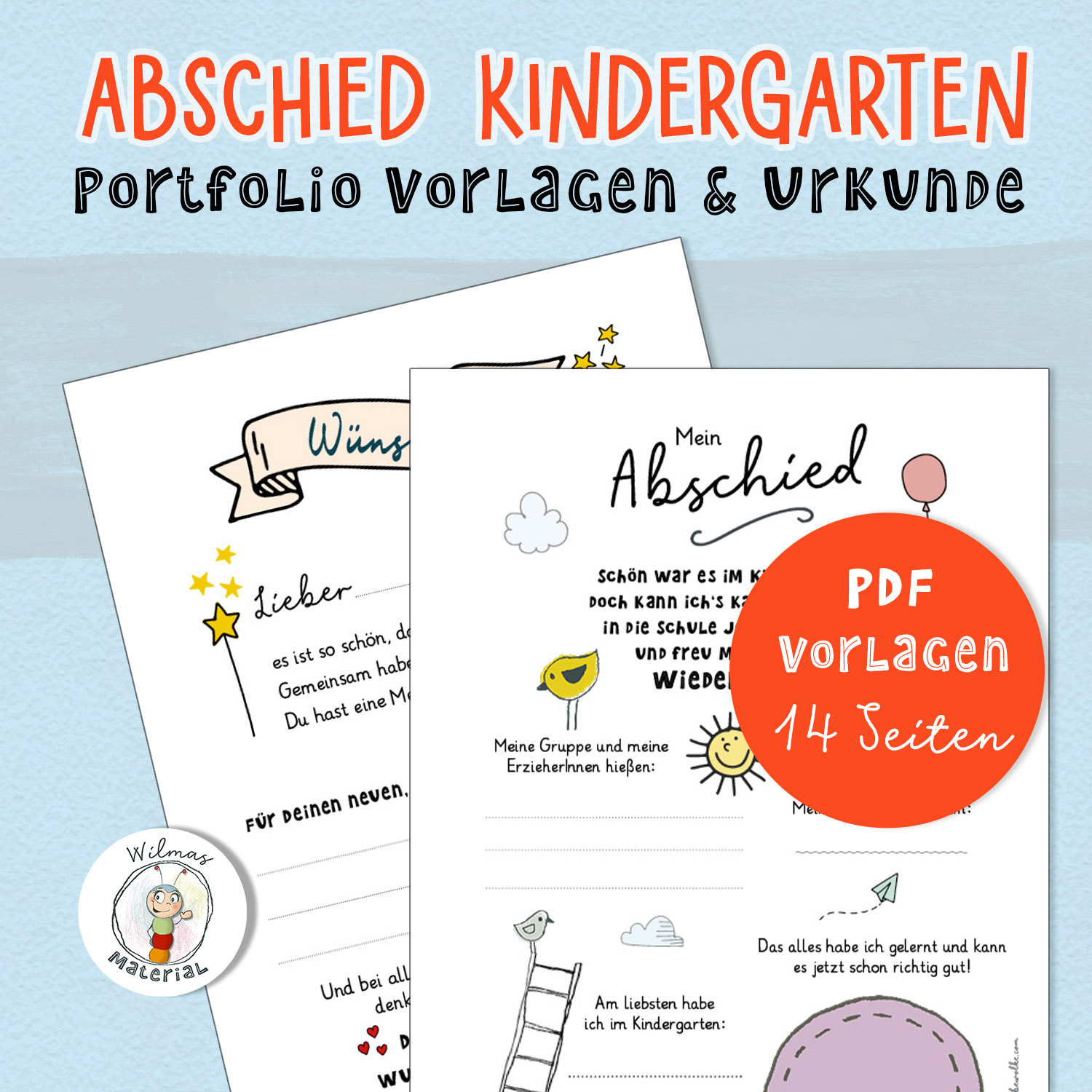  Portfolio Kindergarten ABSCHIED - Brief, Wünsche, Urkunde Bildidee 