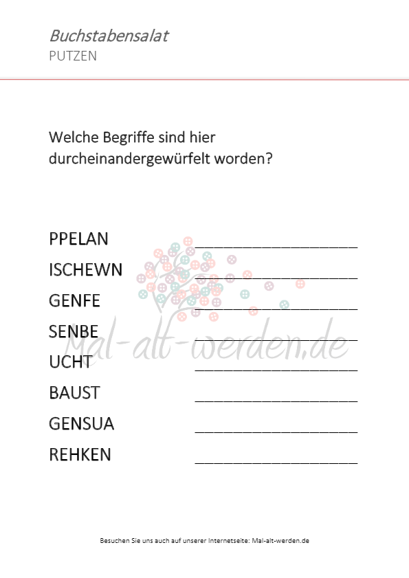  Ein Buchstabensalat für Senioren zum Thema Putzen Illustration 