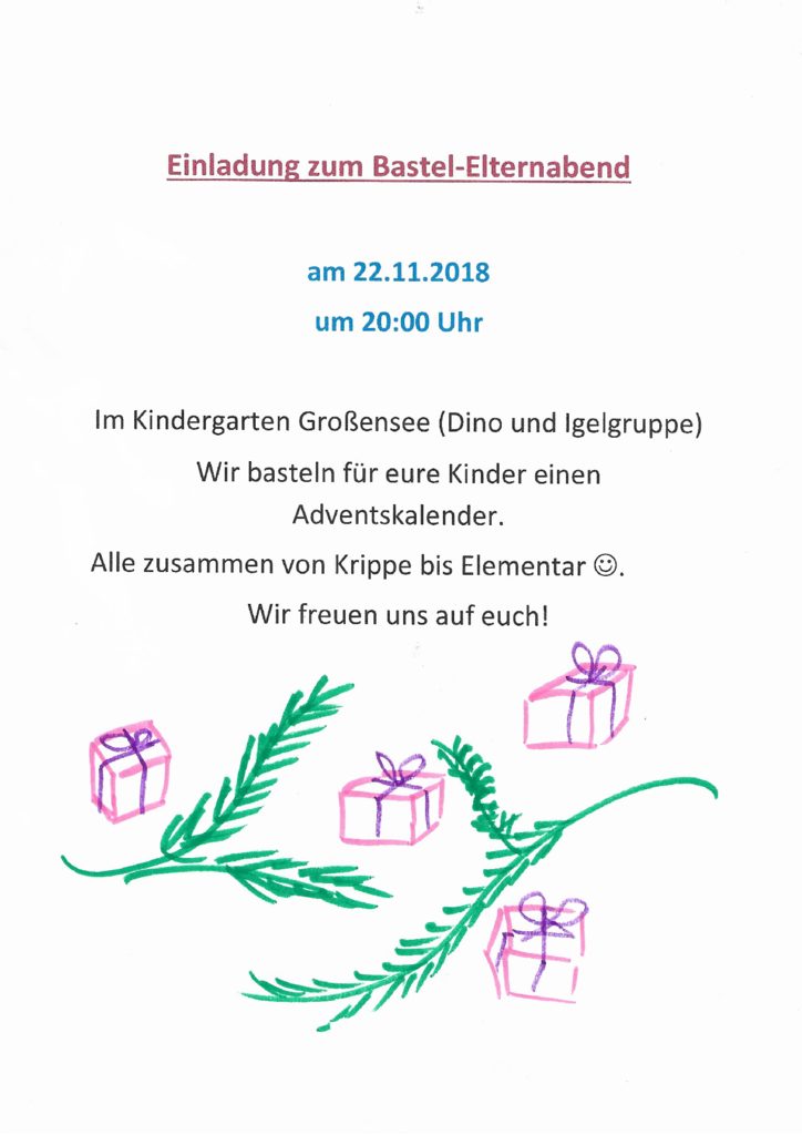  Bastel-Elternabend am 22.11.2018 - Deine KiTa Bildidee 