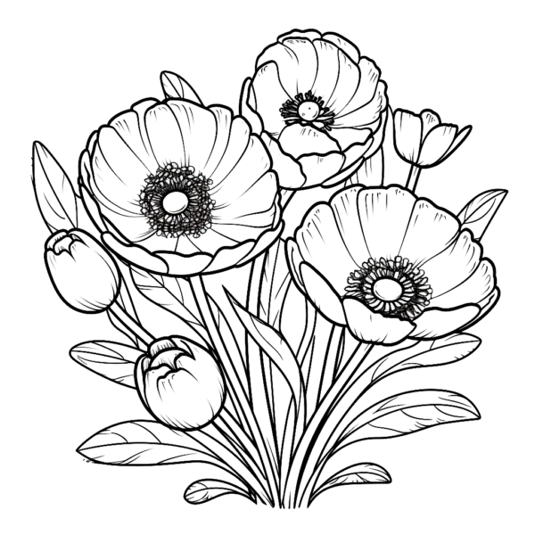  "Blumen" Ausmalbild - kostenlos herunterladen Motiv 