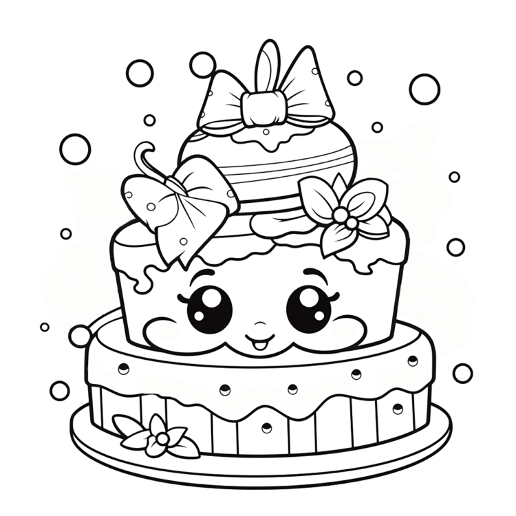  "Schleifen-Torte" Ausmalbild - kostenlos herunterladen Bildidee 