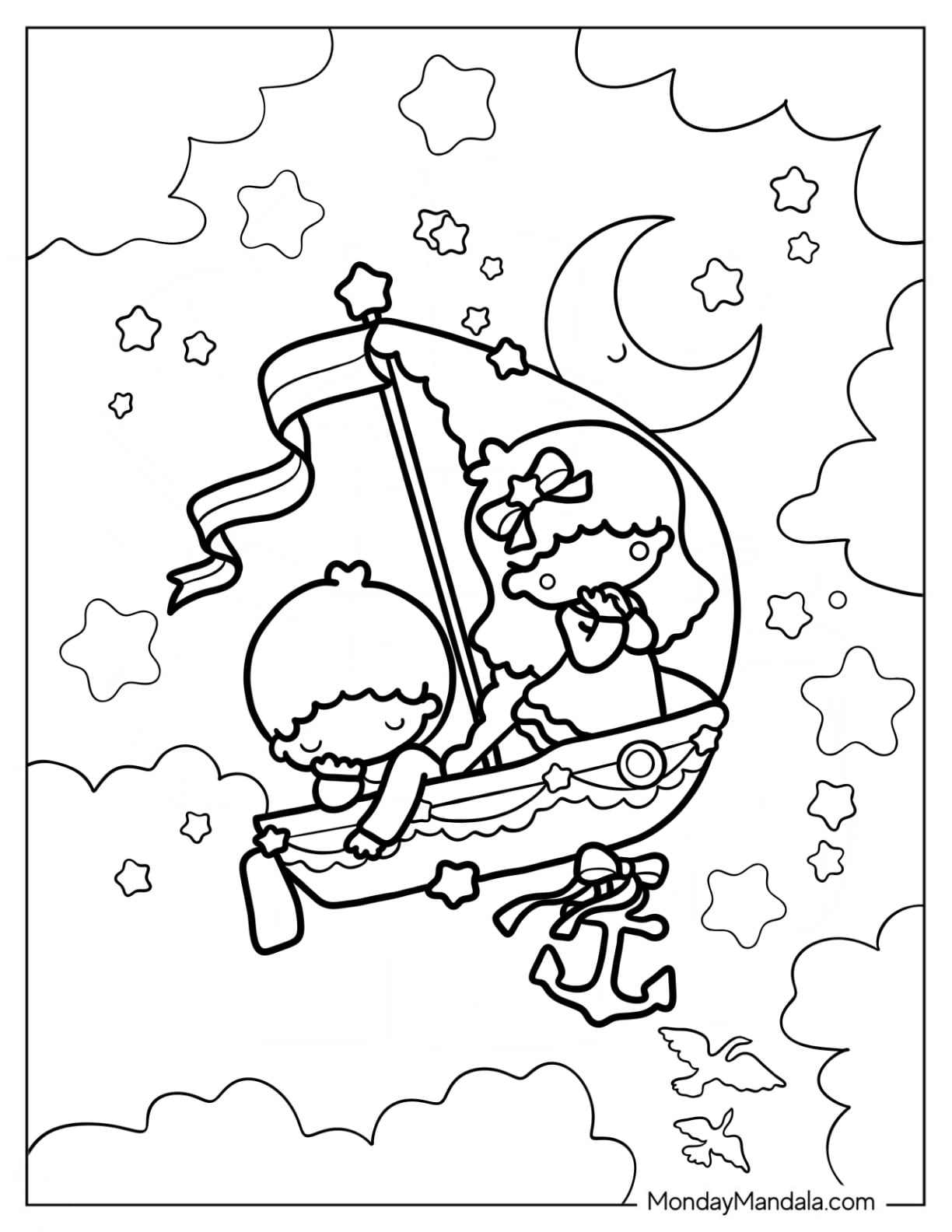 20 Little Twin Stars Coloring Pages (Free Printables)