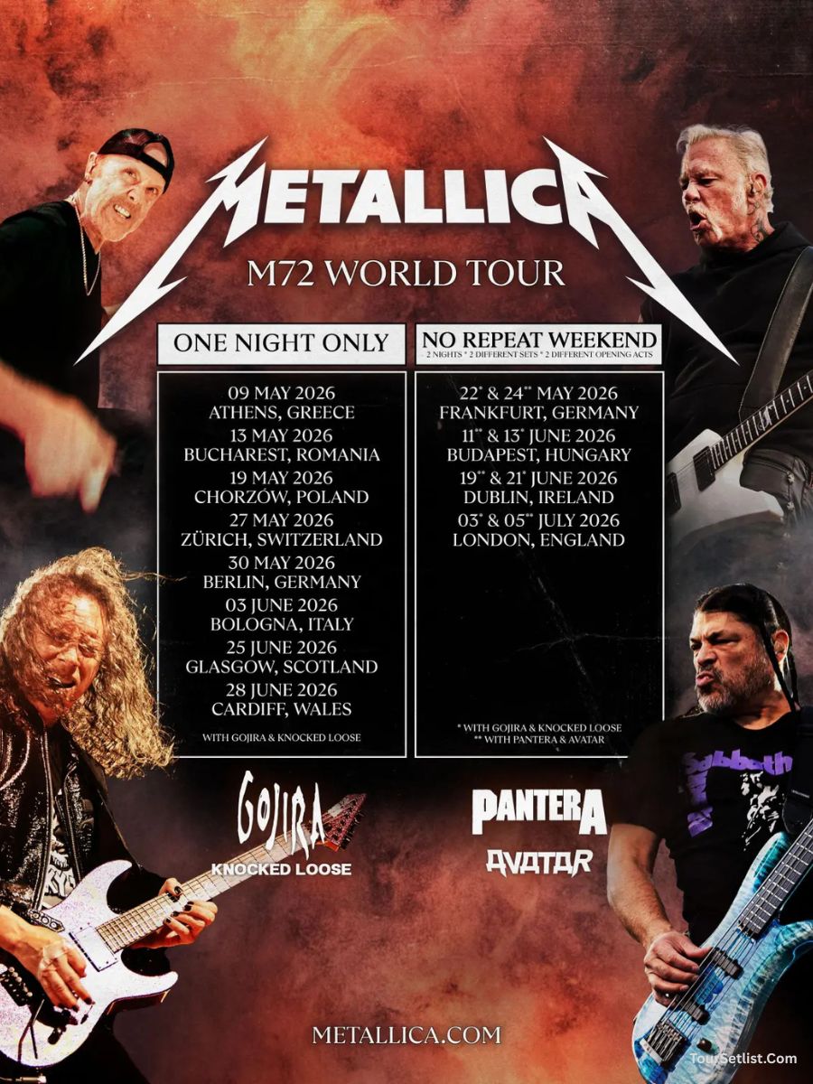 Kreatives Bild zu Metallica Tour 2026 Dates, Setlist,Tickets For US, UK And Europe Metallica Tour 2026 Dates, Setlist,Tickets For US, UK And Europe