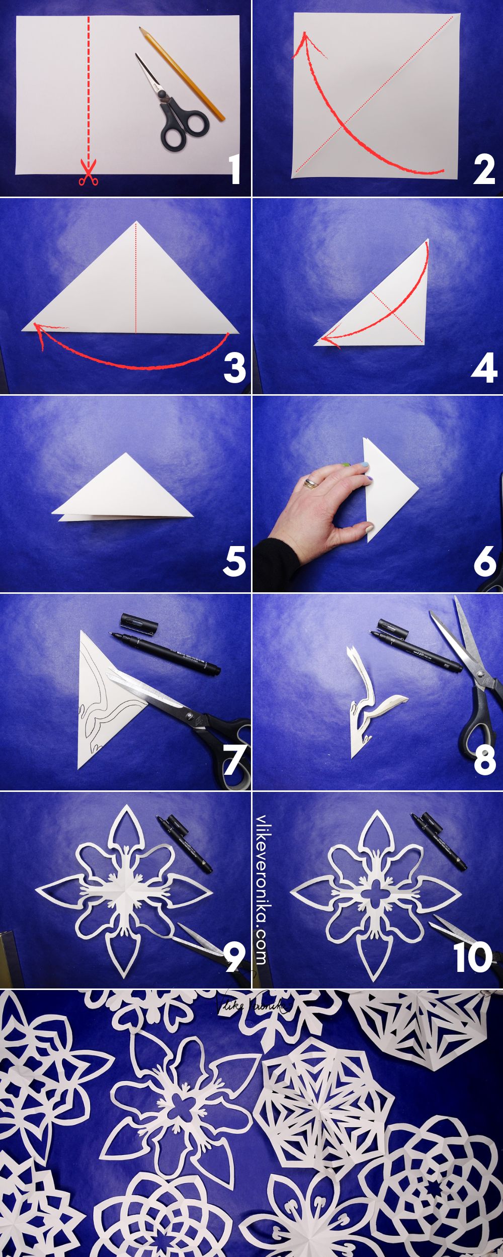  Schneesterne aus Papier mit Scherenschnitt basteln - V LIKE VERONIKA Illustration 