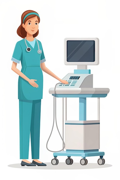 Cardiac sonographer vector character illustration in flat style
