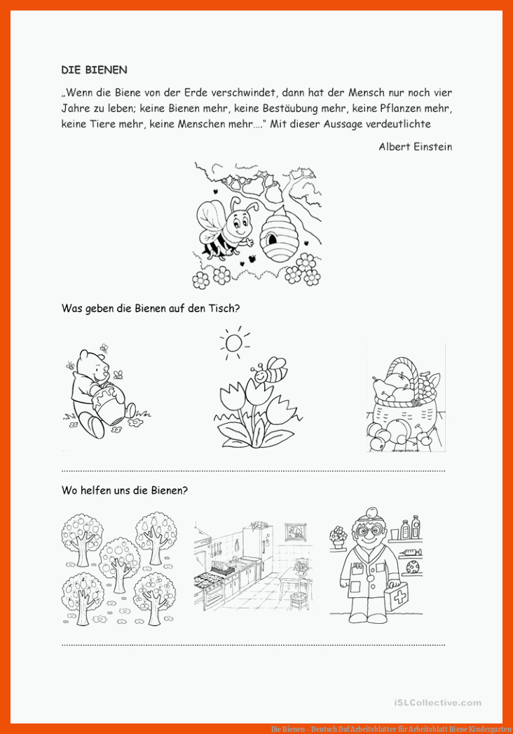  Foto zu Arbeitsblatt Biene Kindergarten - Kindergarten Arbeitsblätter 