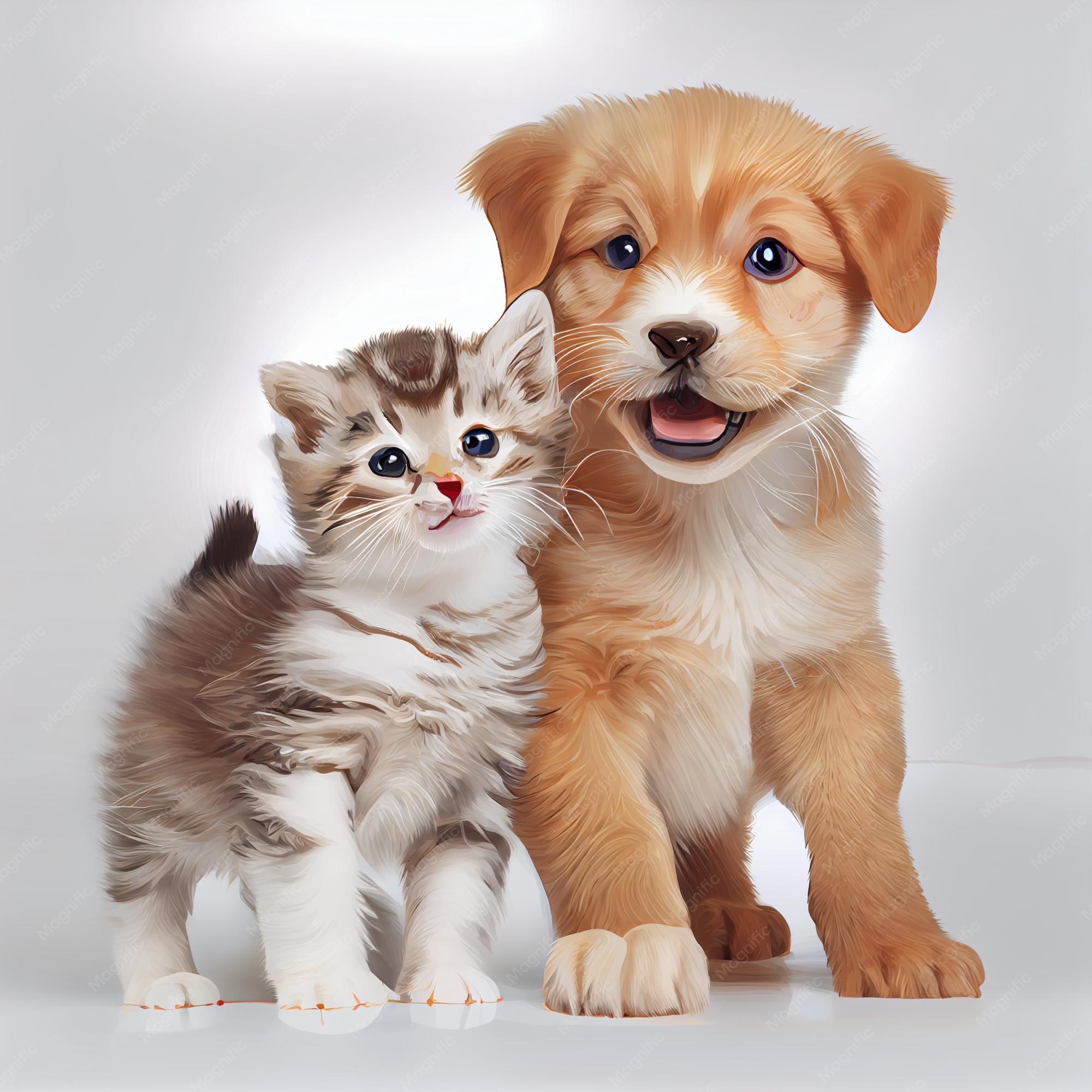  Cute Kittens And Puppies Together Wallpaper Motiv 