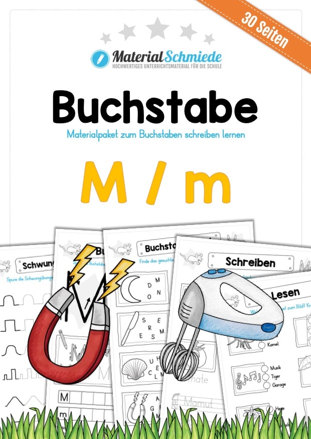  Buchstabe M / m (30 Arbeitsblätter & Übungen) Illustration 