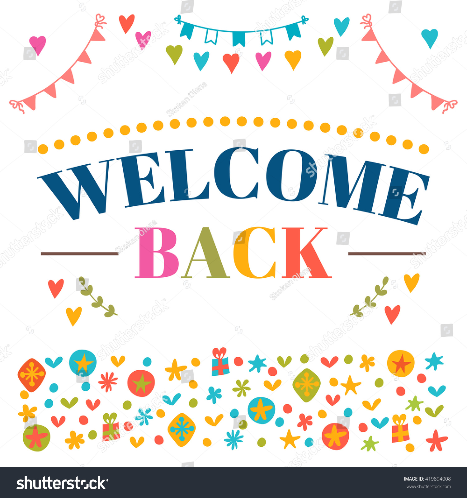 Welcome Back Text Colorful Design Elements Stock Vector (Royalty Free