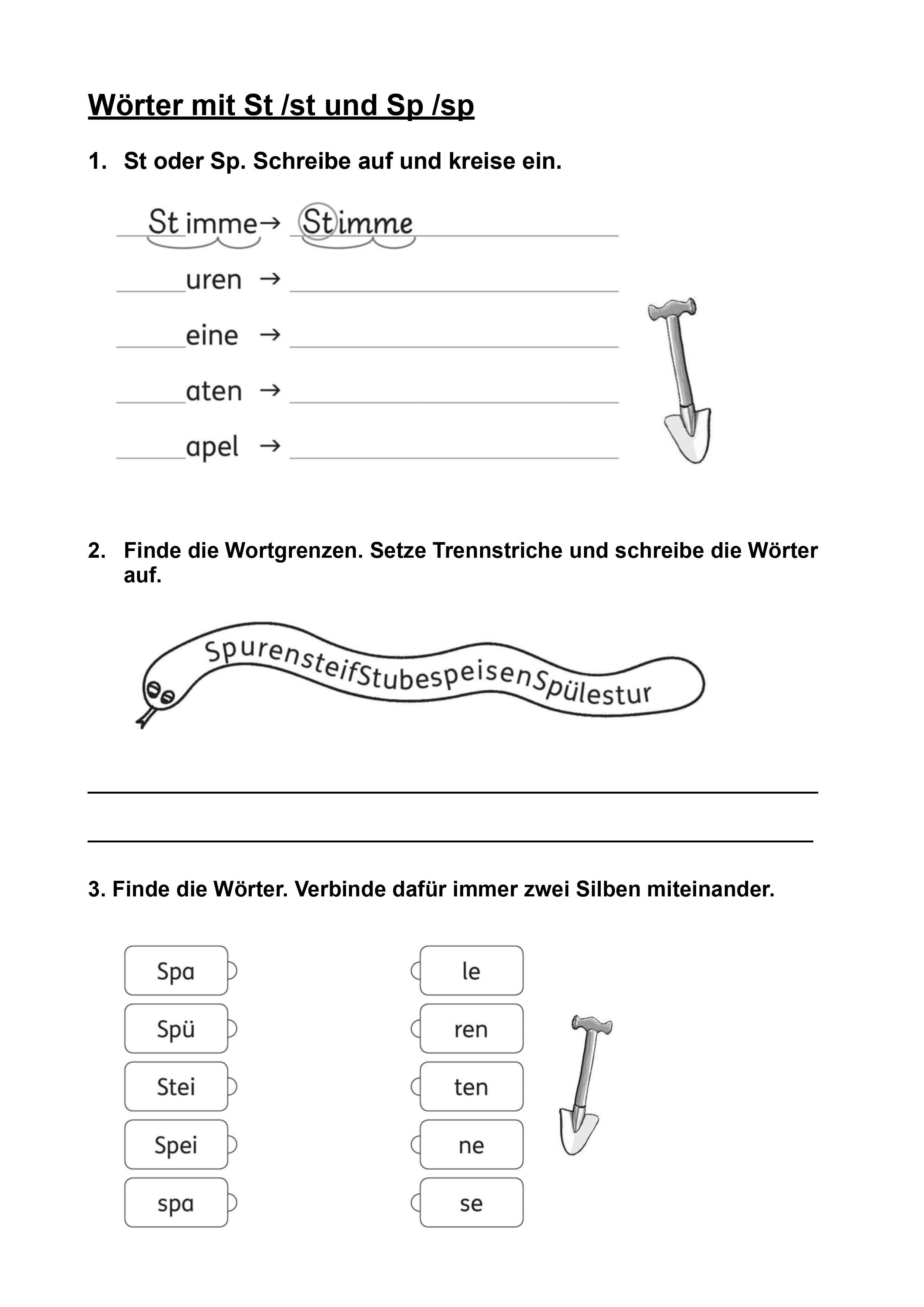  Wörter Mit St Und Sp Illustration 