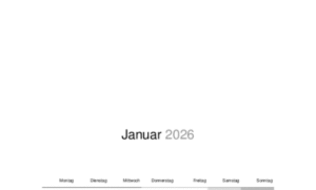 monatskalender zum ausdrucken 2026