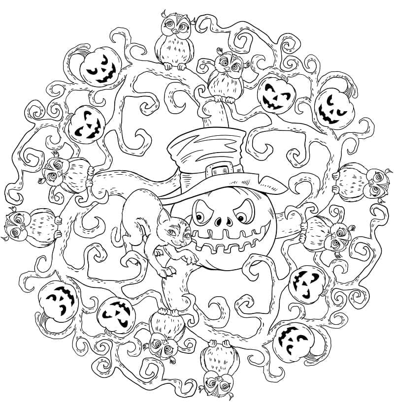  Halloween Mandala kostenlos ausdrucken zum Ausmalen - Kostenlos Bildidee 