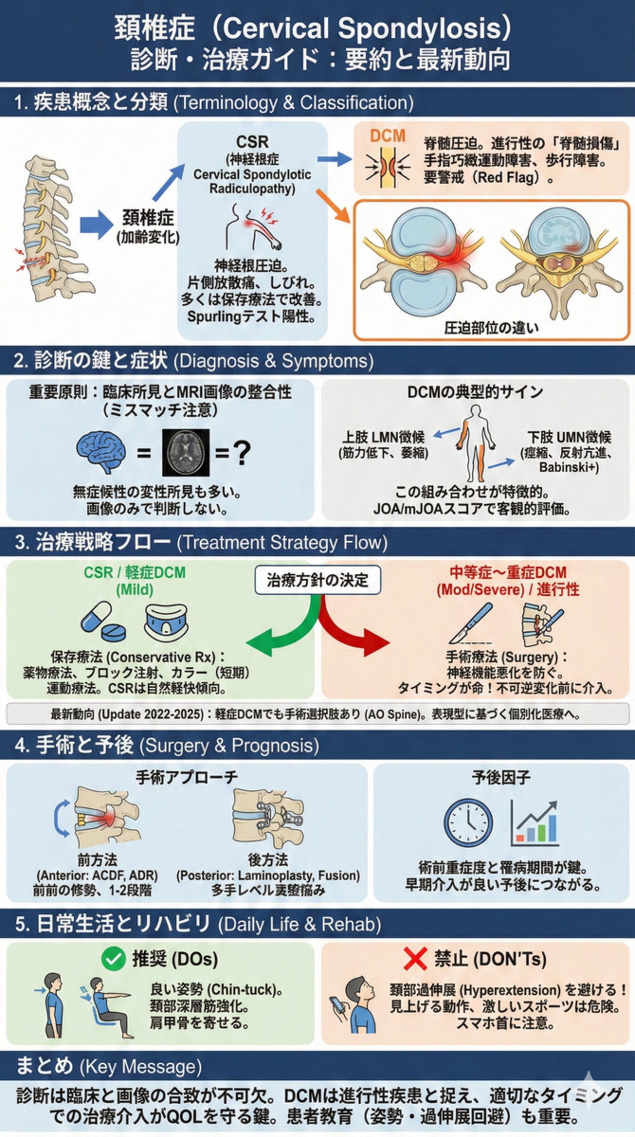頚椎症性脊髄症・神経根症の診断と治療｜手術適応とエビデンス【2025年GL対応】 - 医知創造ラボ ～脳神経内科医がAIで紡ぐ最新医療情報～