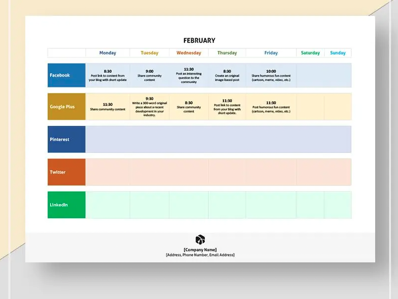  15 Free Content Calendar Templates for Social Media Motiv 