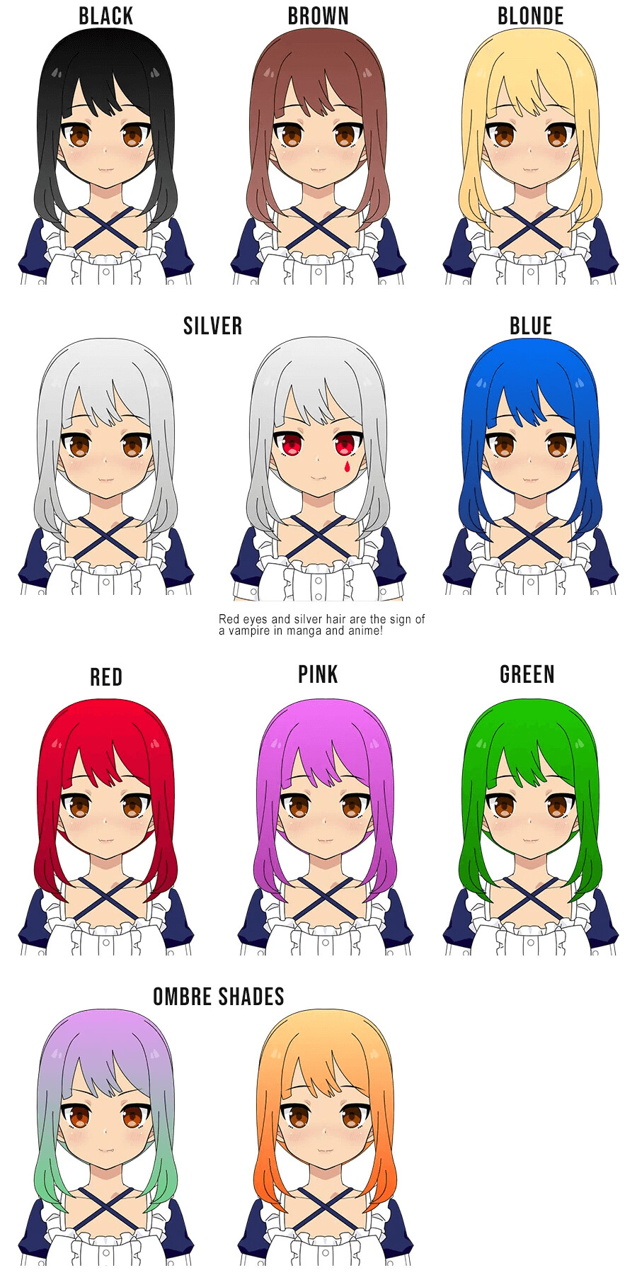 ArtStation - How are different hair colours used in anime?