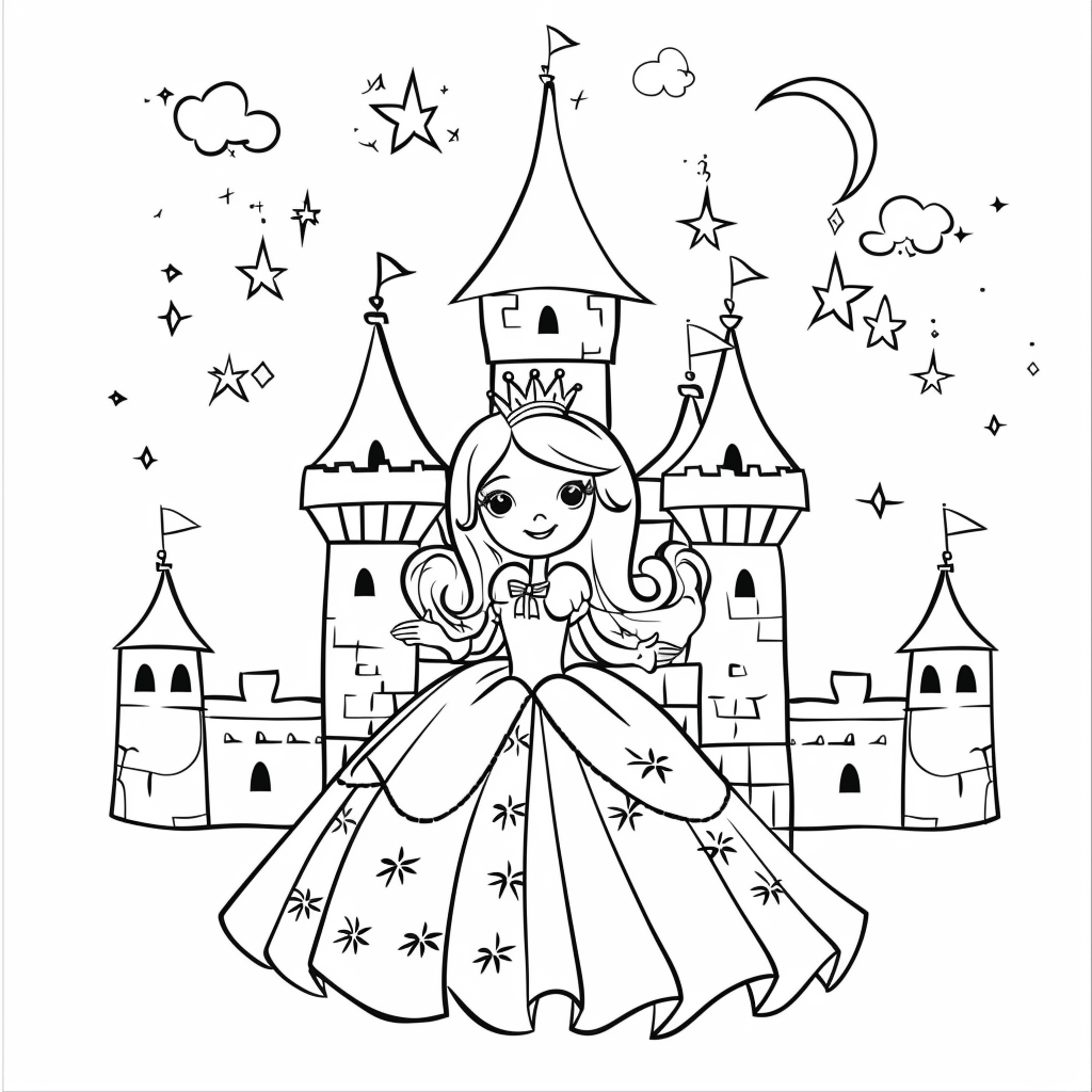  Prinzessin im Märchenschloss zum Ausmalen - Malifant.de 