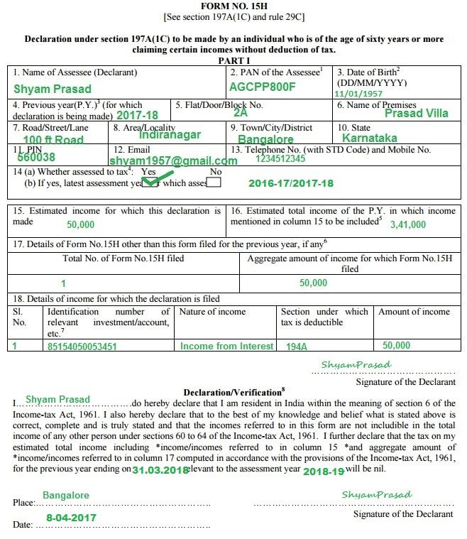 Senior Citizen and Retirement, Income Tax, Form 15H,Will