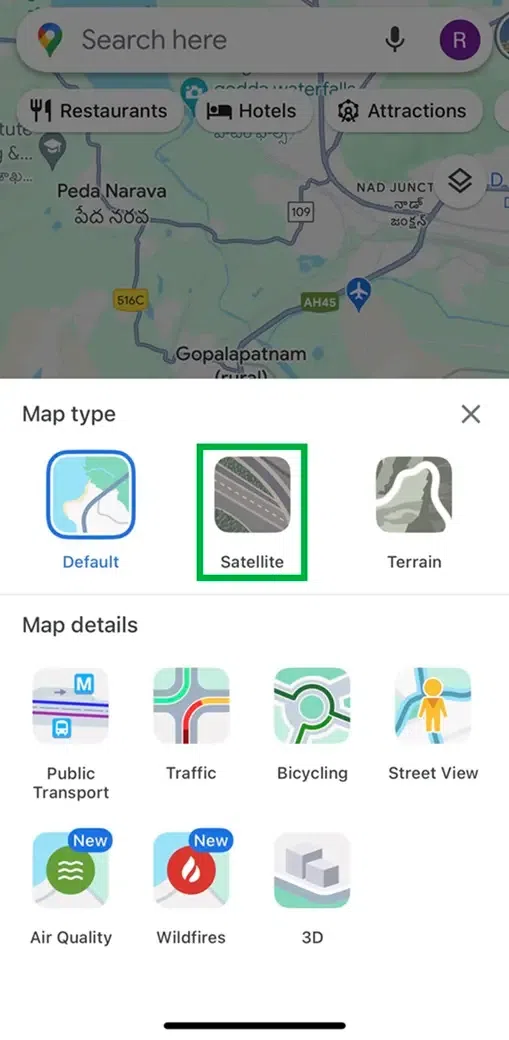 How to Start Google Maps in Satellite View - GeeksforGeeks