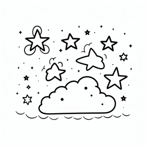  Funkelnder Sternenhimmel - Kinderfreundliche Kreativvorlage - Malifant.de Motiv 
