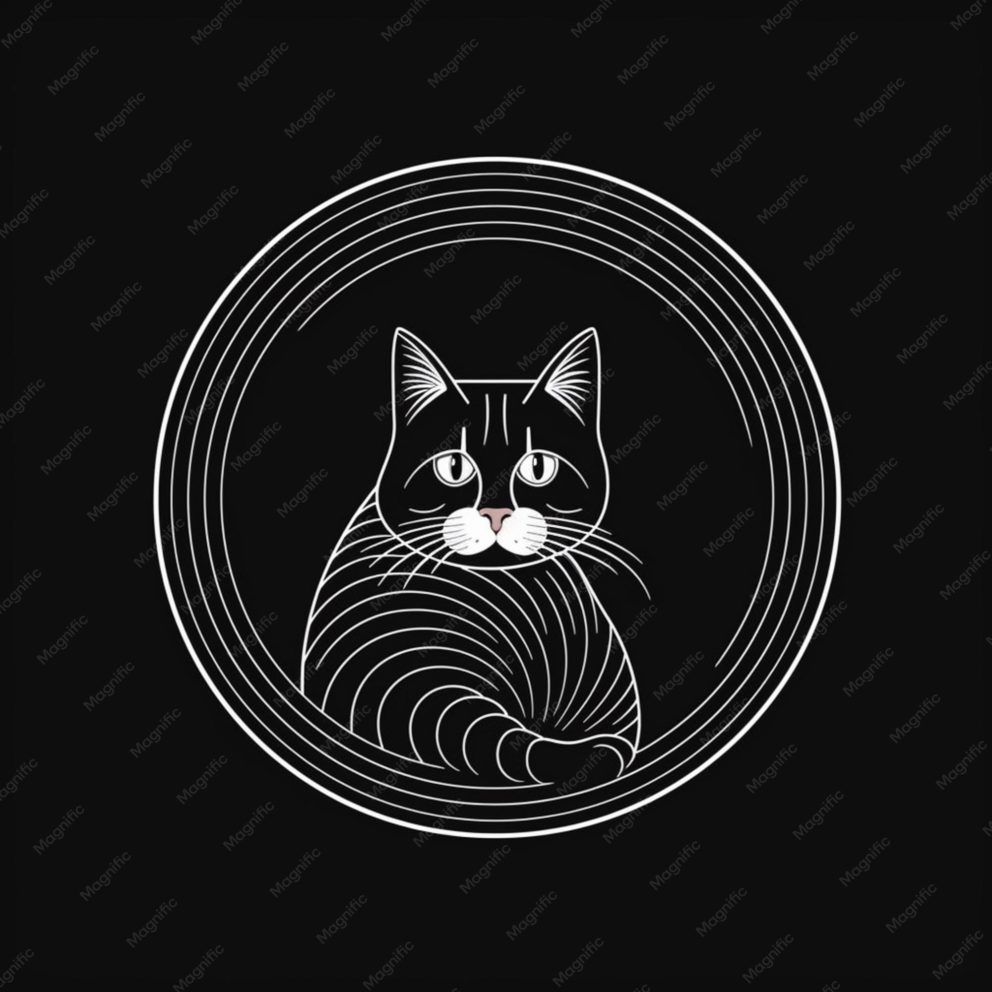 Premium Photo | A close up of a cat in a circle on a black background