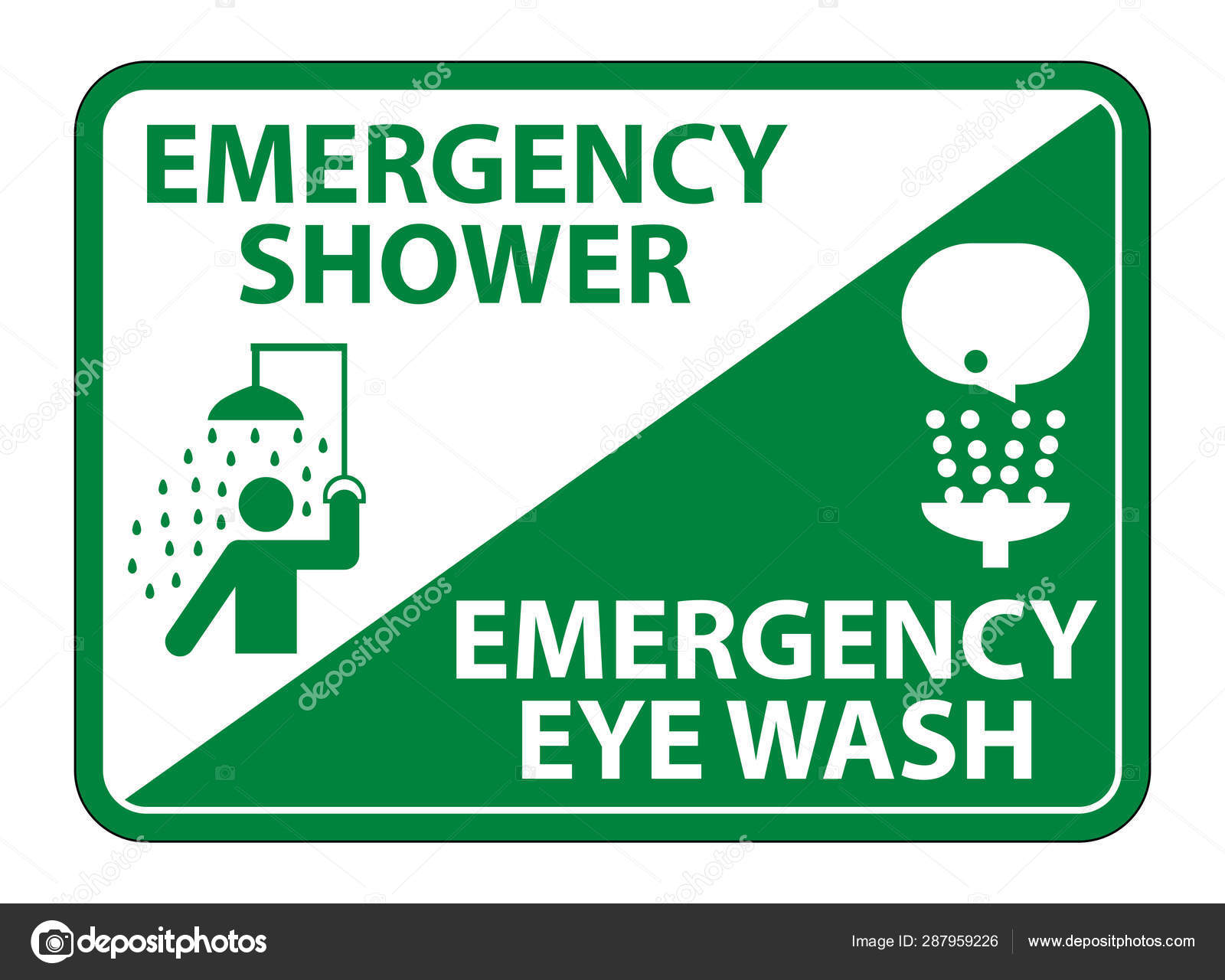 Emergency Shower,Eye Wash Symbol Sign Isolate On White Background