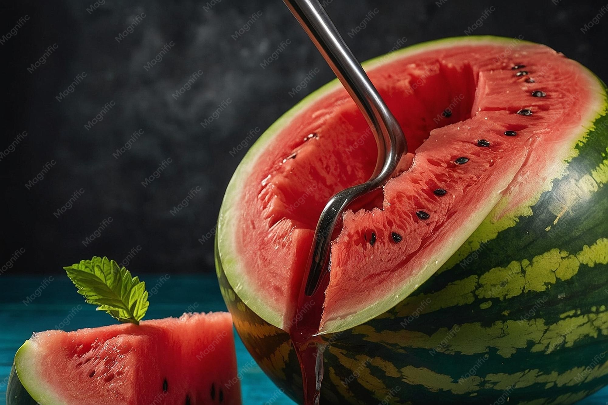  Watermelon juice served in a hollowedout watermelon 