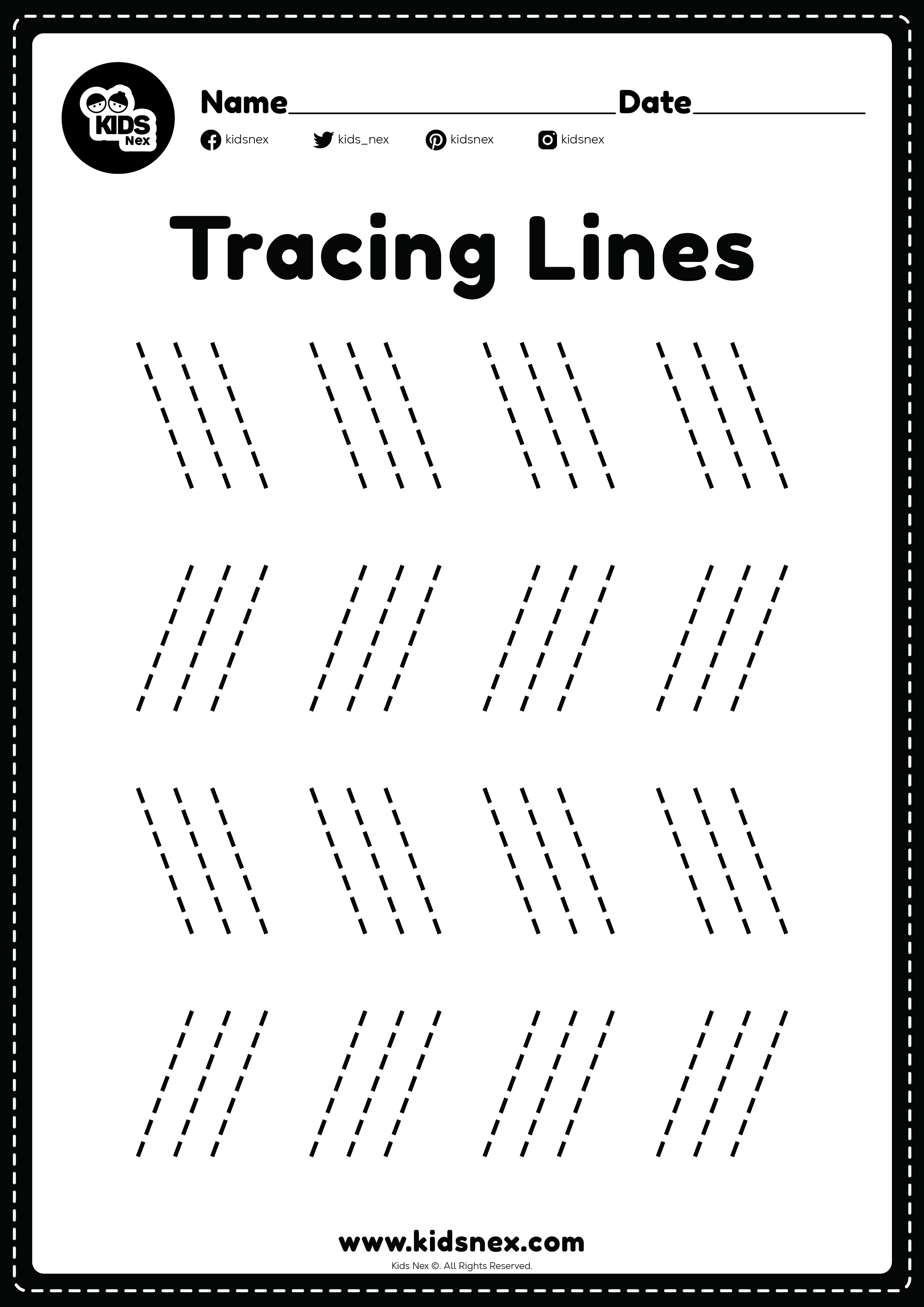  Tracing Pattern Standing and Sleeping Line, Free Printable Illustration 