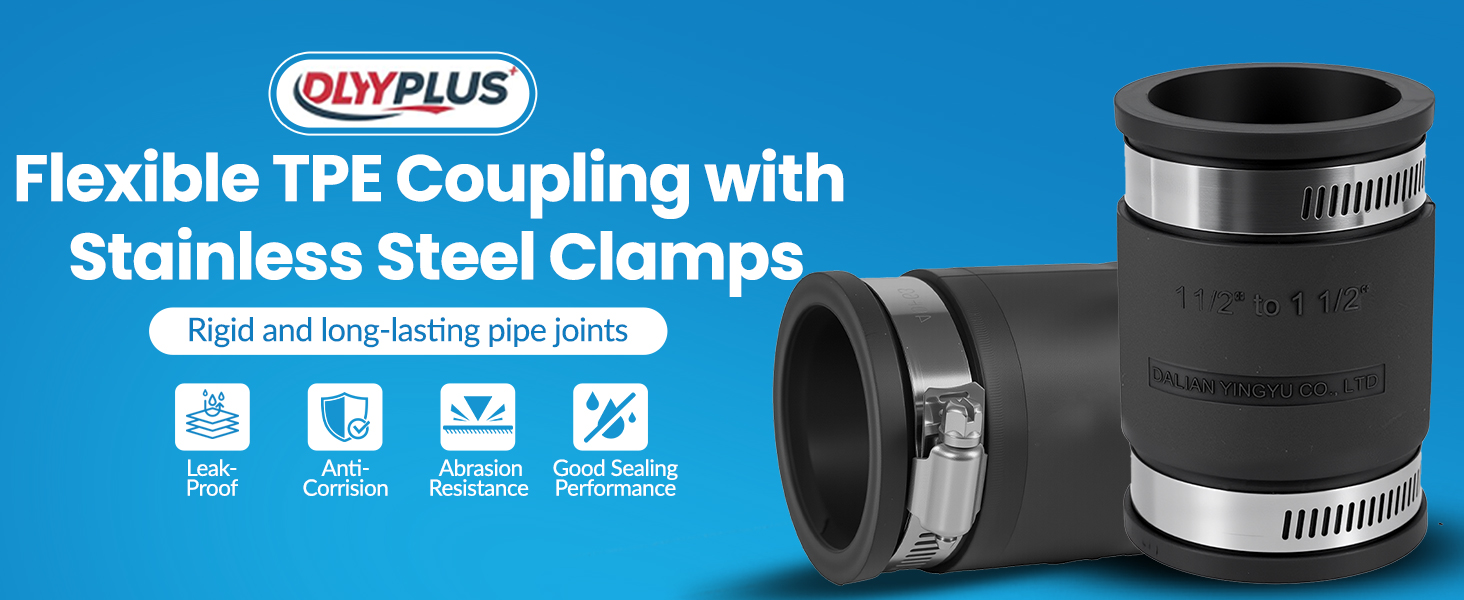  DLYYPLUS 2 Pcs 1 in Flexible PVC Pipe Coupling with Stainless Steel Motiv 