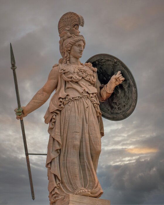 Athena, the ancient greek goddess of knowledge and wisdom under canvas