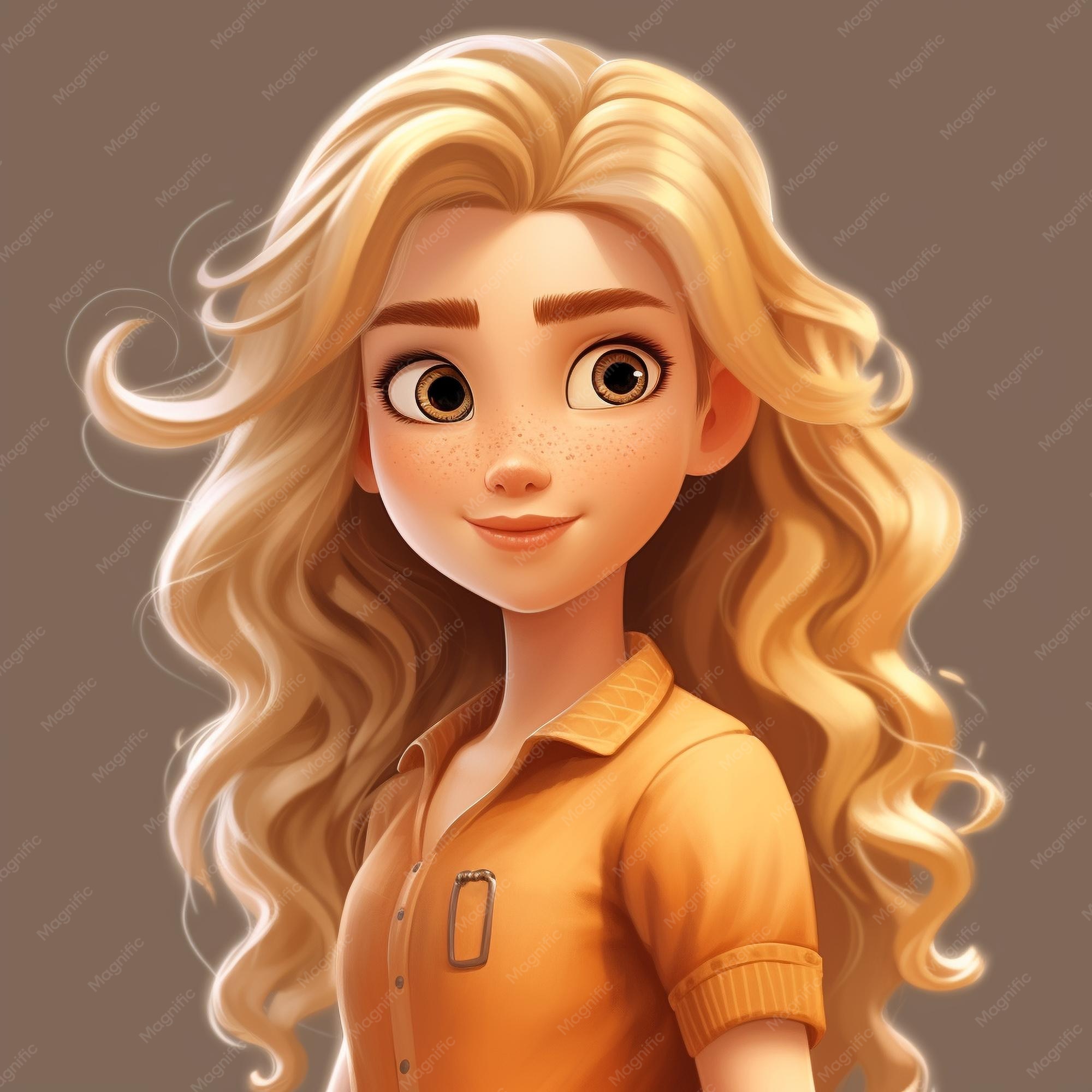 Premium Photo | Beautiful eyes braided hair female cartoon character 3D