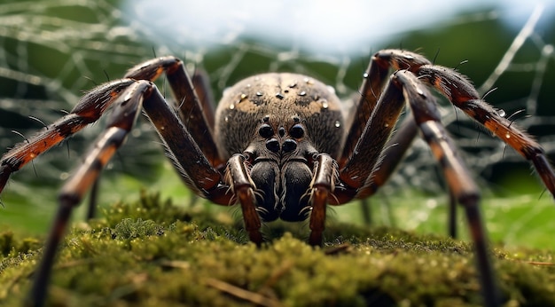  closeup of spider on a web wild spider spider on Illustration 
