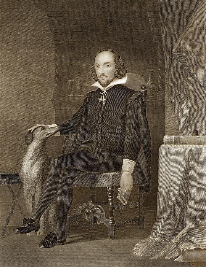 Portrait of the Playwright William Shakespeare Stock Illustration
