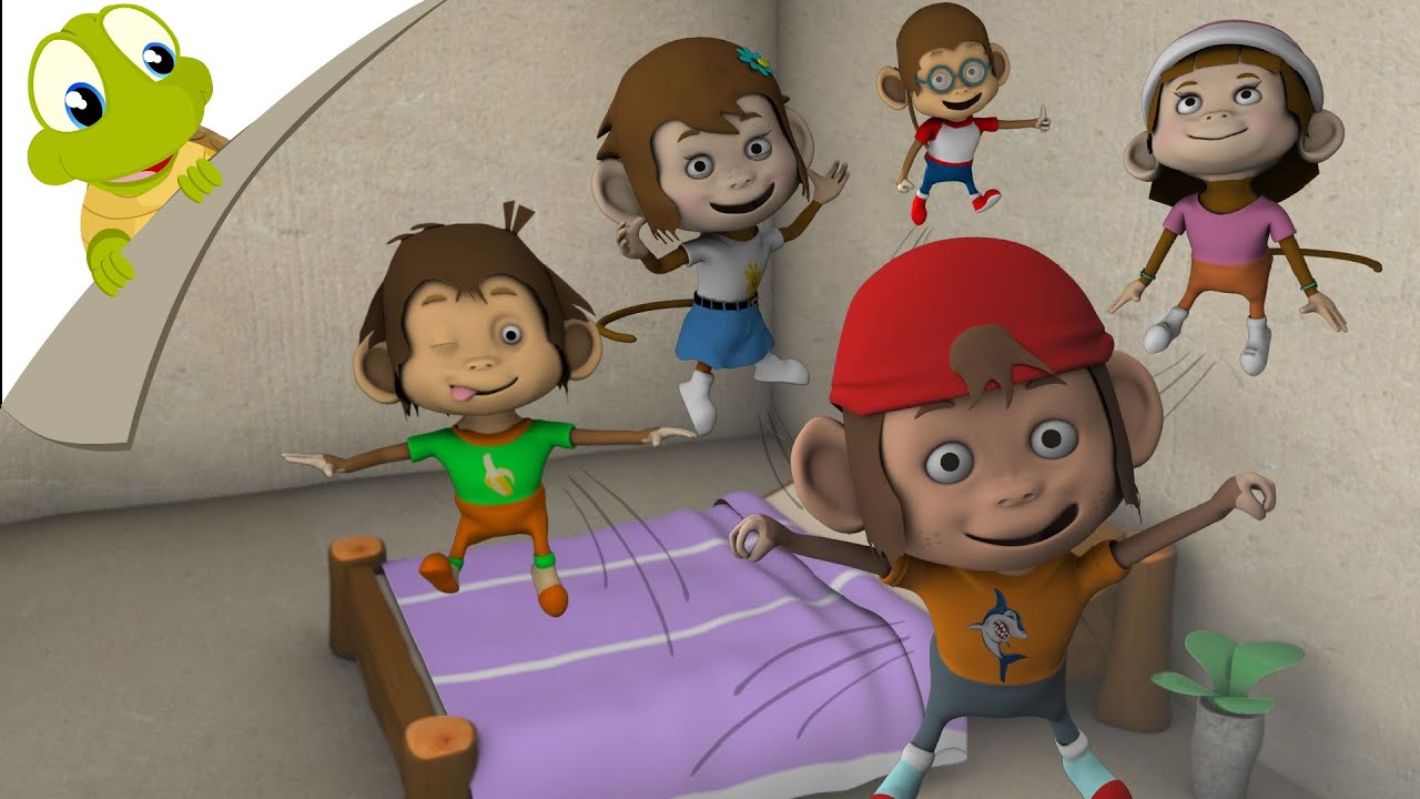 Five Little Monkeys 3D Nursery Rhyme - YouTube