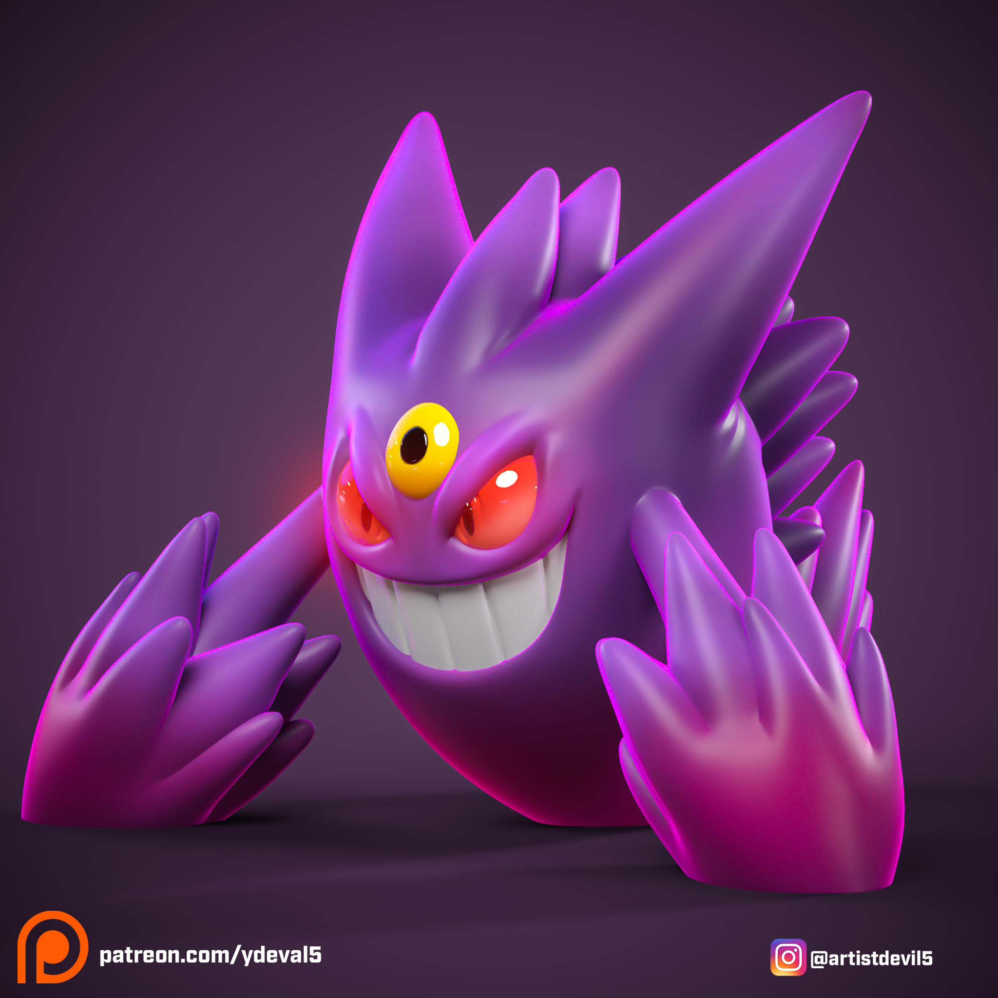  STL file mega gengar pokemon 🐉・3D printer model to download・Cults Bildidee 