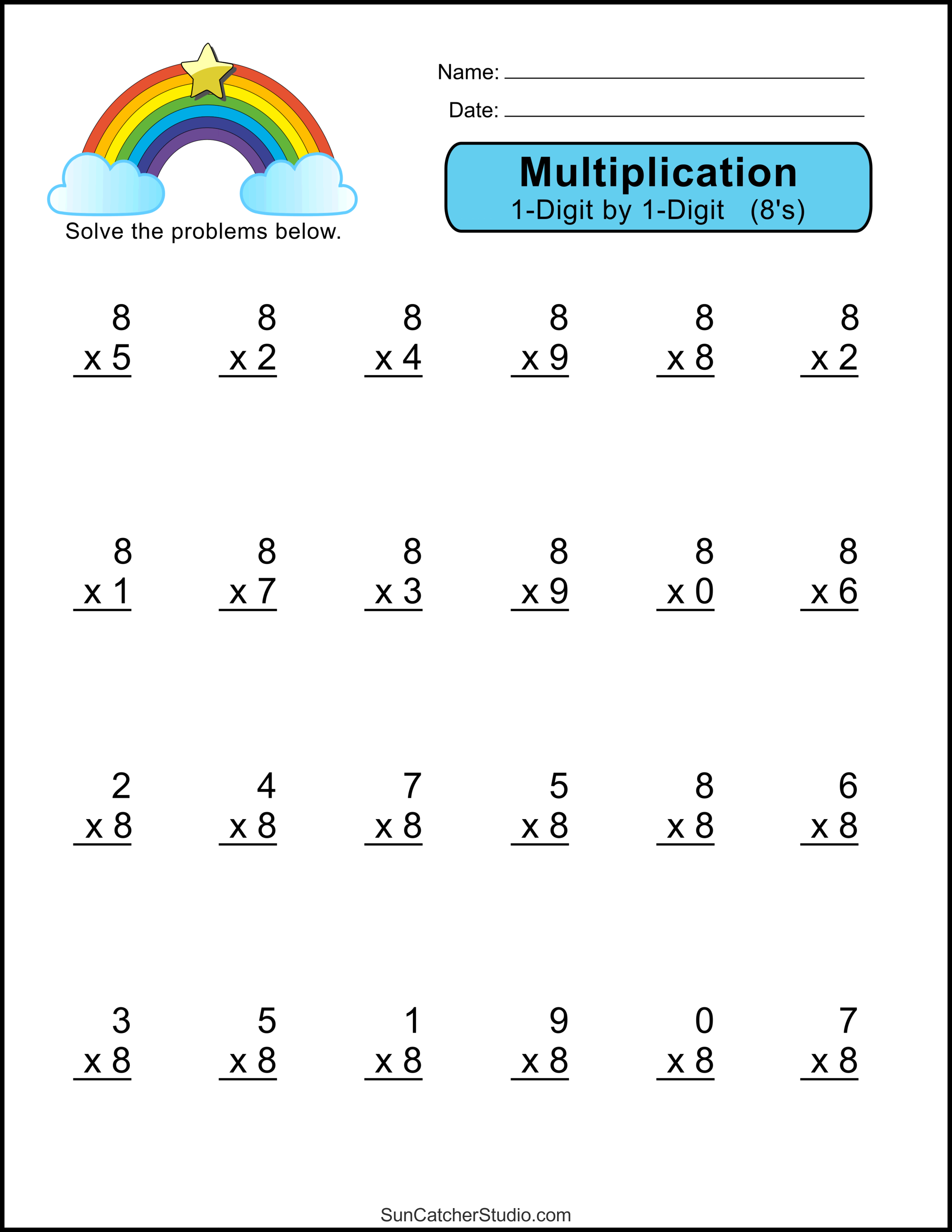  Multiplication Worksheets: (One-Digit Math Drills) - DIY Projects Motiv 
