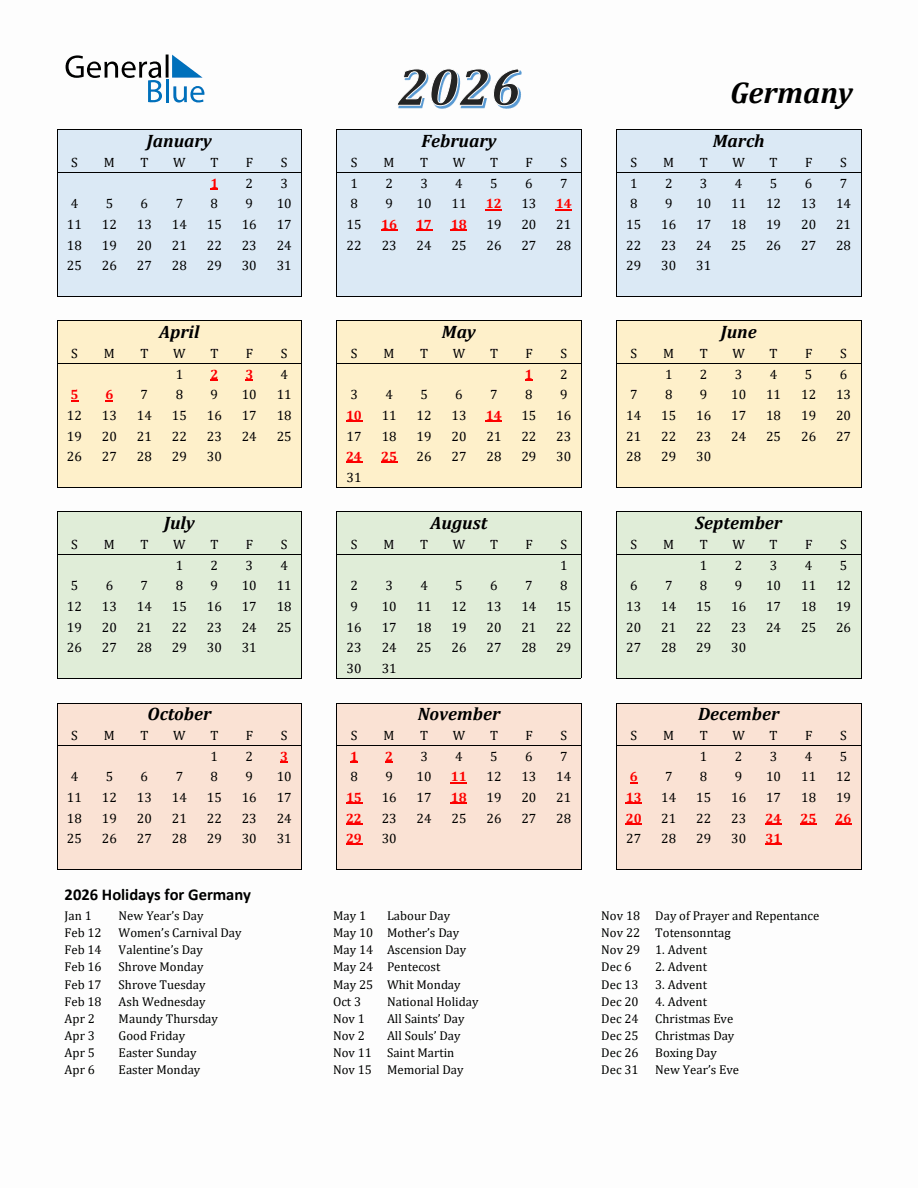  2026 Germany Calendar Bildidee 