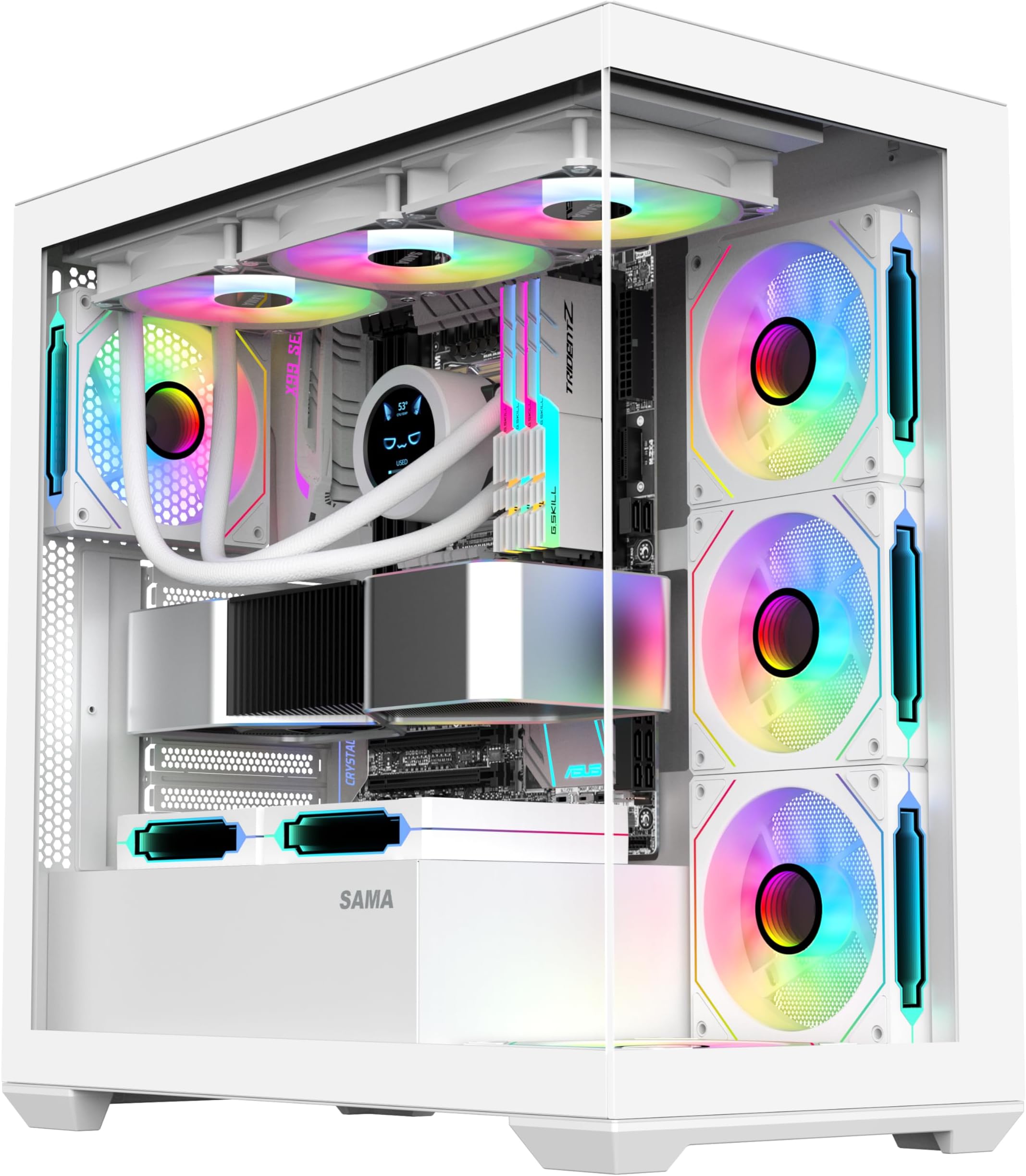 SAMA SV01 ATX Mid Tower PC Case – Gaming Computer Case with 4 Pre