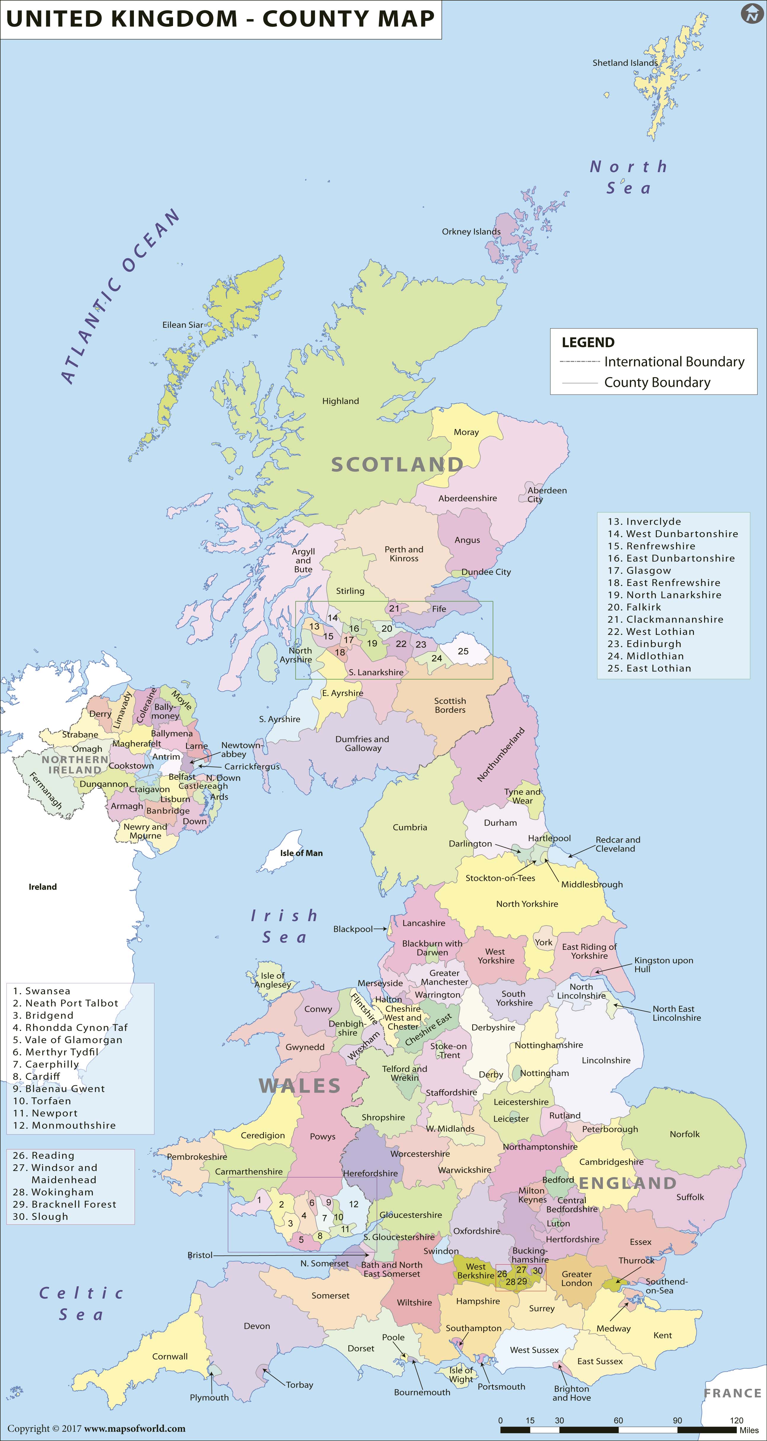 United Kingdom Map With Counties And Cities Motiv 