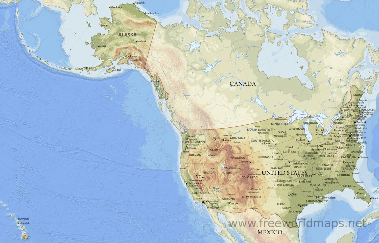  United States Physical Map Illustration 