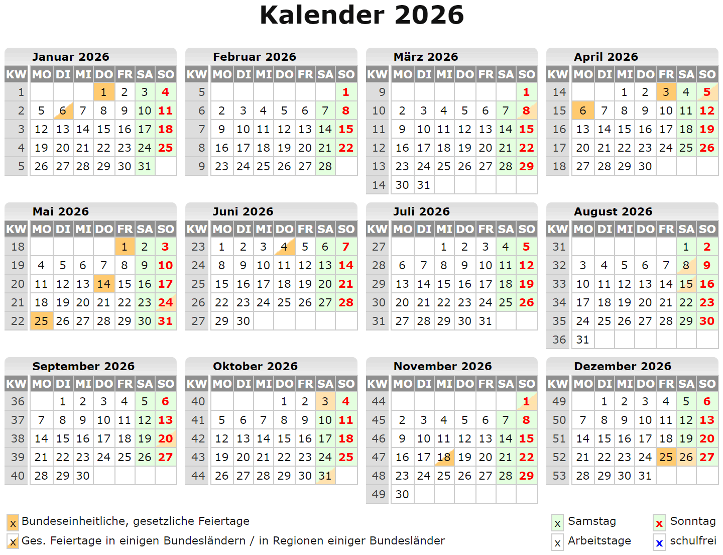  Foto zu Kalender 2026 Ferien Nrw Kostenlos 