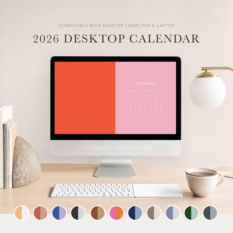 Calendar desktop background 2026 - Etsy.de