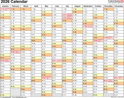  2026 Calendar - Free Printable Word Templates 