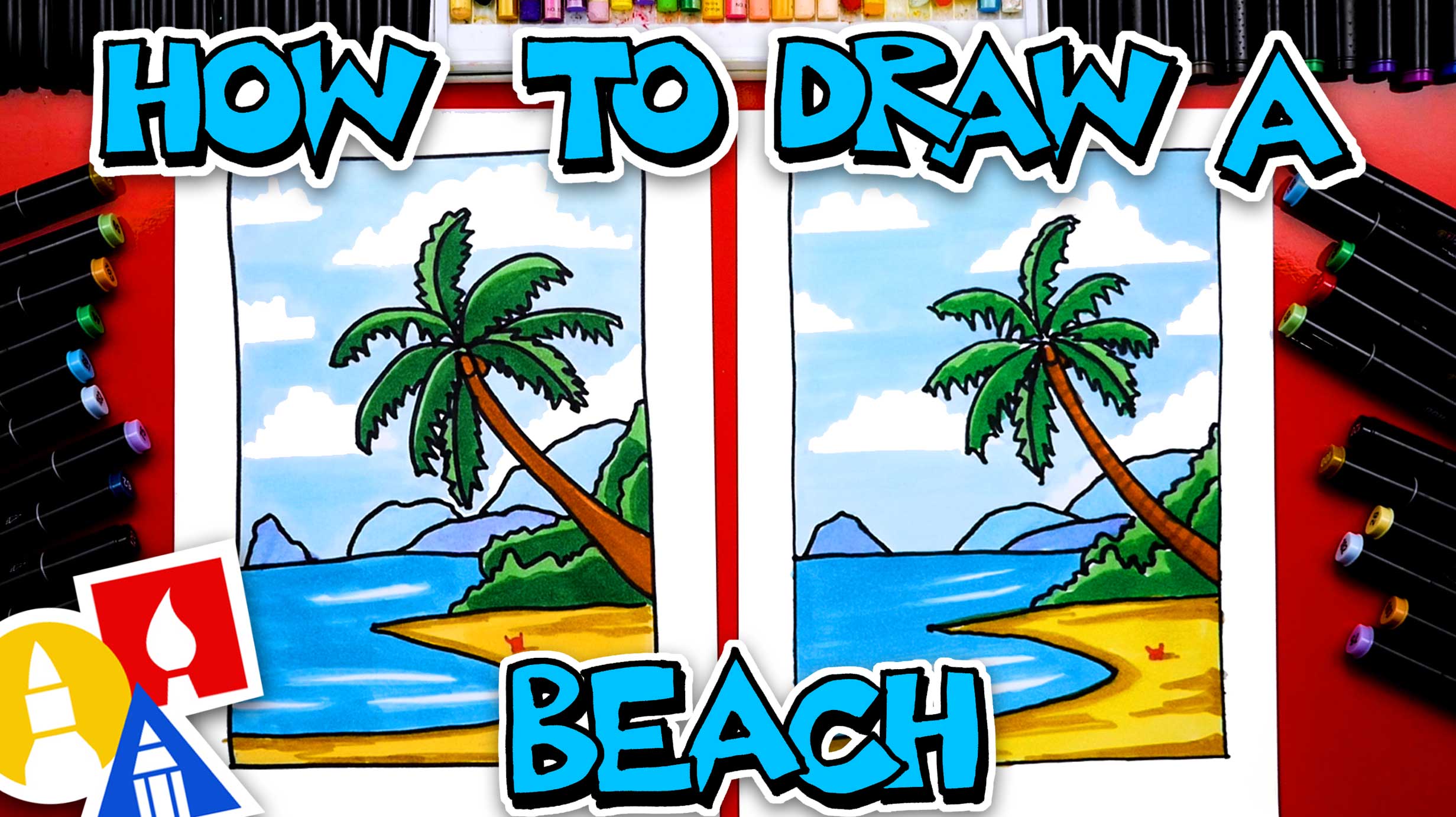  How To Draw A Beach Landscape - Art For Kids Hub — Free Drawing Lessons Bildidee 
